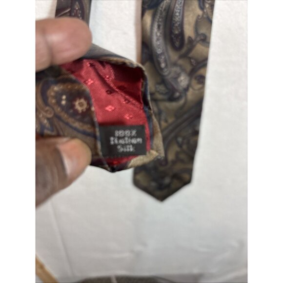 Henry Grethel Mens Multicolored 100% Italian Silk Neck Tie Size 55”x4” - Picture 4 of 6